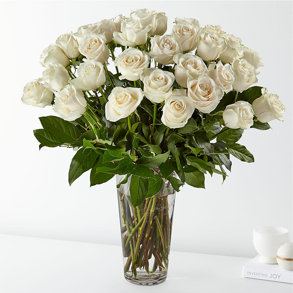 Long Stem White Rose Bouquet – Vanessa Florist Corp, Brooklyn NY