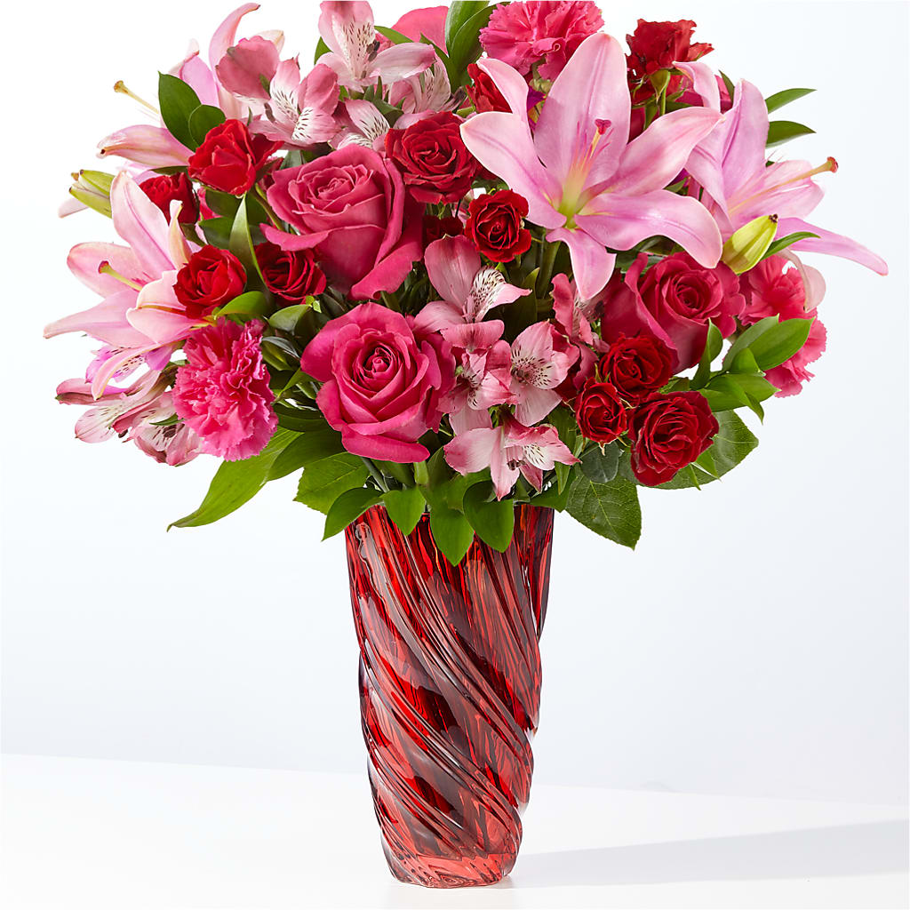 In Love Bouquet with Luxe Swirl Vase – Vanessa Florist Corp, Brooklyn NY