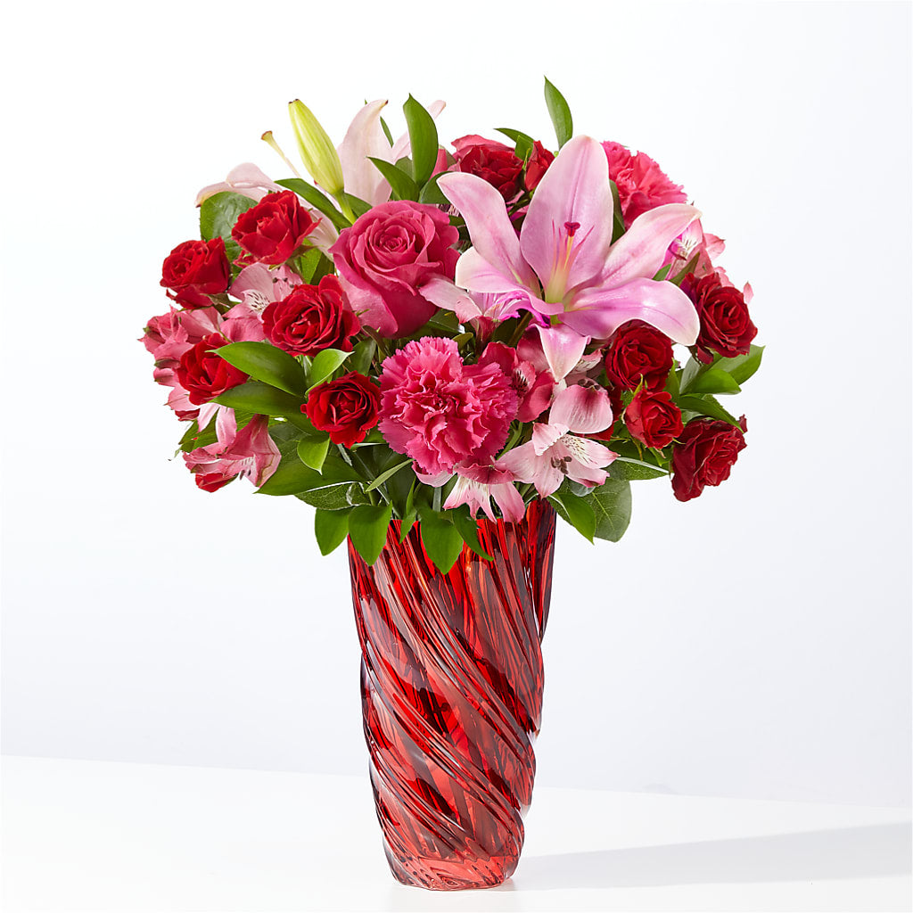 In Love Bouquet with Luxe Swirl Vase – Vanessa Florist Corp, Brooklyn NY
