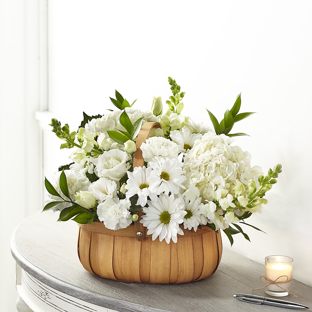 Pure Ivory Basket – Vanessa Florist Corp, Brooklyn NY