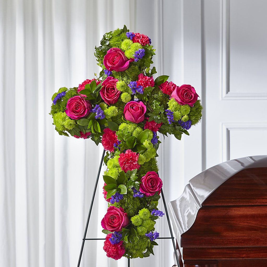 Tribute Rose Floral Cross – Vanessa Florist Corp, Brooklyn NY