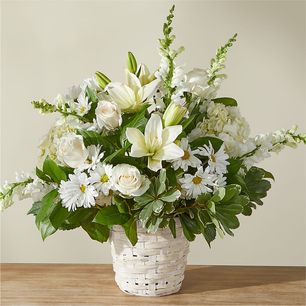 Ivory Elegance Floral Basket – Vanessa Florist Corp, Brooklyn NY