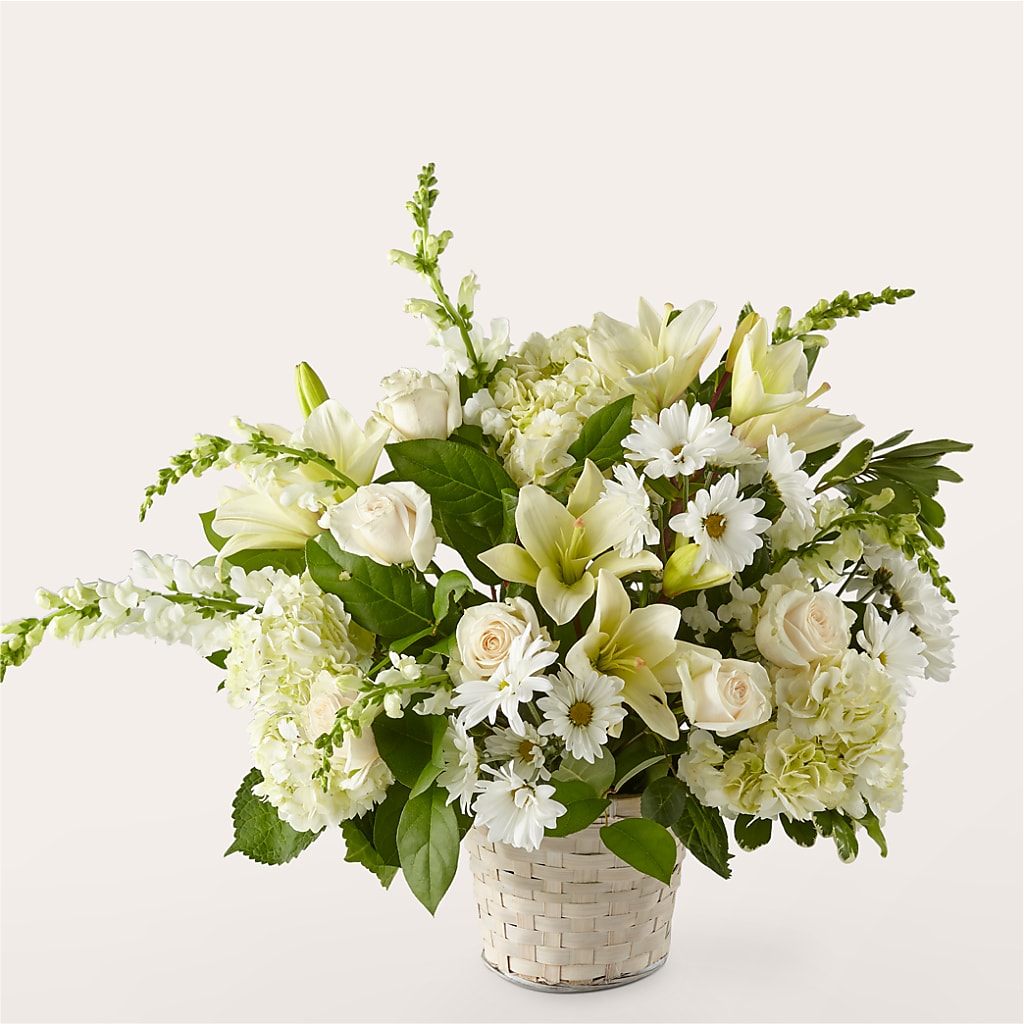 Ivory Elegance Floral Basket – Vanessa Florist Corp, Brooklyn NY