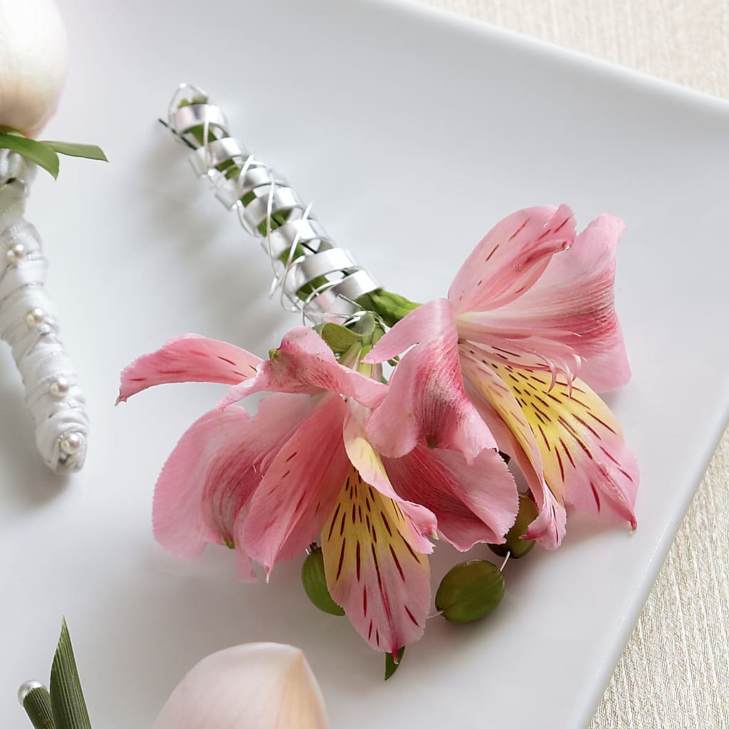 Pink Peruvian Lily Boutonniere – Vanessa Florist Corp, Brooklyn NY