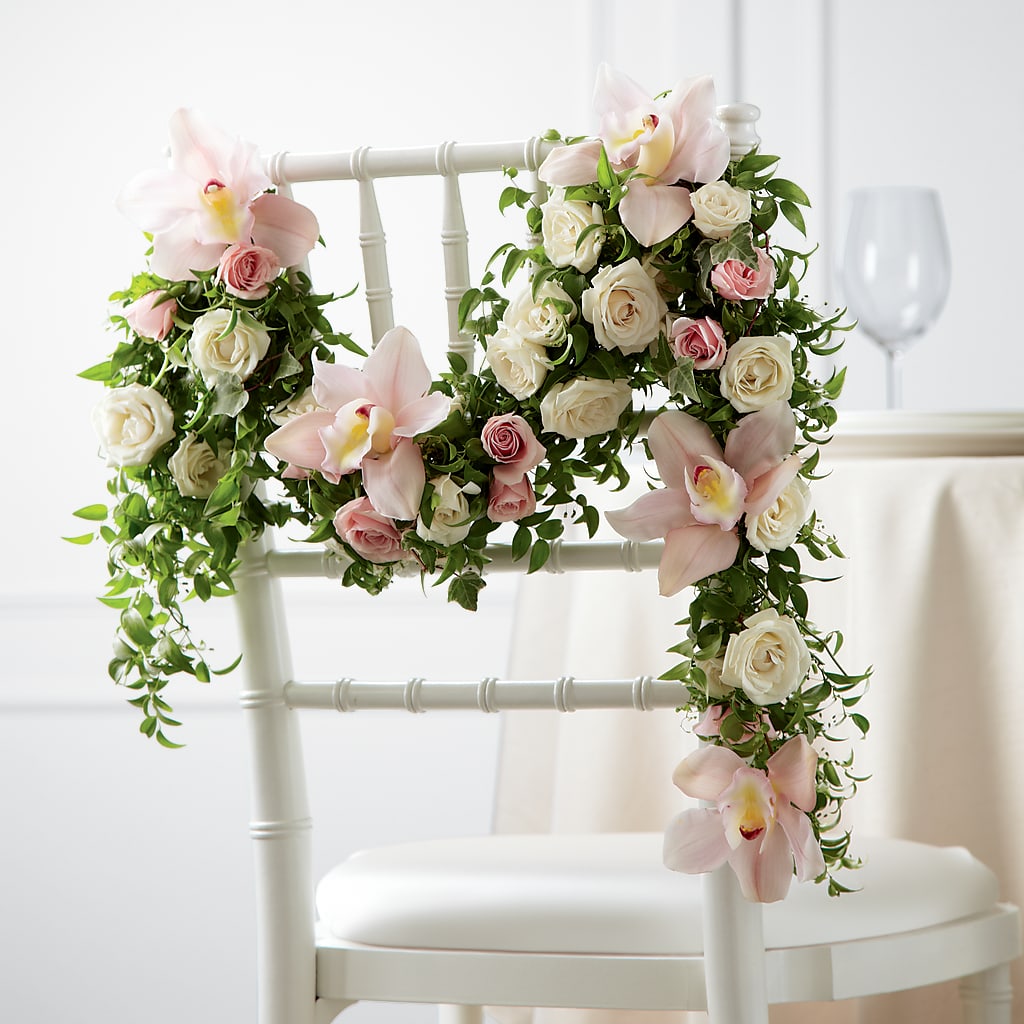 Orchid Rose Chair Décor – Vanessa Florist Corp, Brooklyn NY