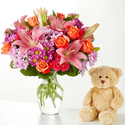 One and Only Bouquet and Bear Bundle –  Vanessa Florist Corp, Brooklyn NY
