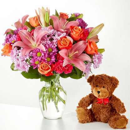 One and Only Bouquet and Bear Bundle –  Vanessa Florist Corp, Brooklyn NY