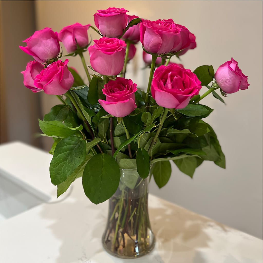 Long Stem Pink Rose Bouquet –  Vanessa Florist Corp, Brooklyn NY