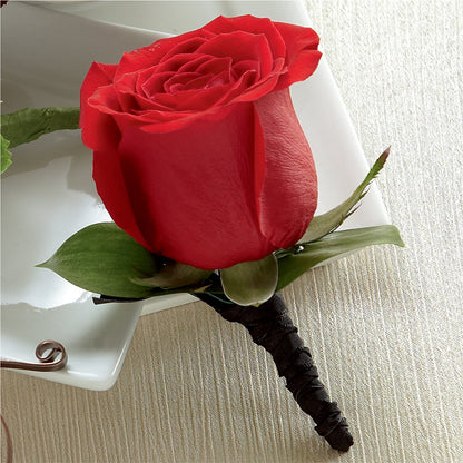 Red Rose Boutonniere –  Vanessa Florist Corp, Brooklyn NY